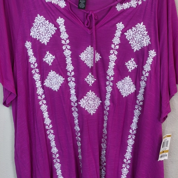 INC Concepts Magenta Embroided Boho Style Knit Tunic Blouse Top Womens Plus 3X - Picture 14 of 14